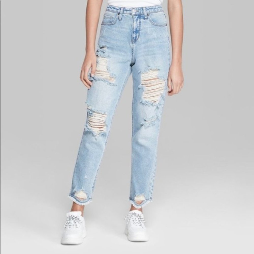 Wild Fable Distressed High-Rise Mom Jean